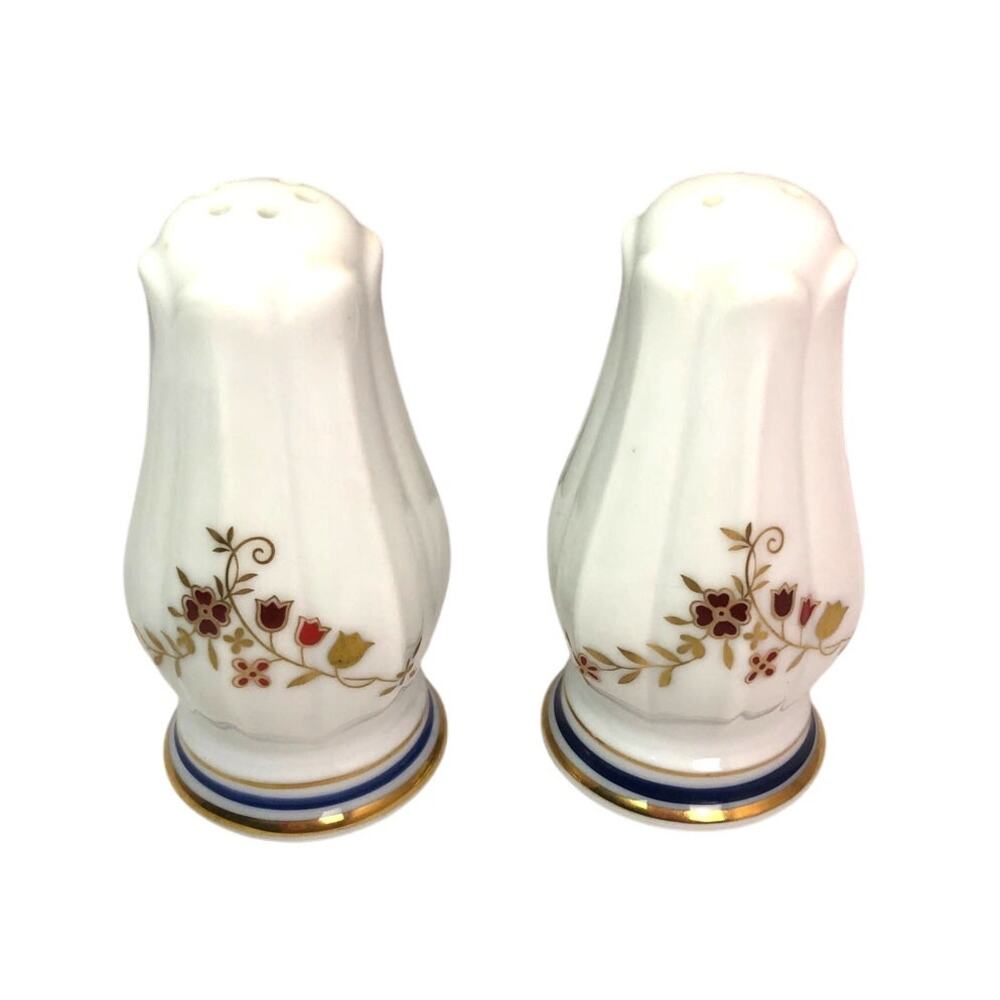 Noritake Embrace Collection Floral Gold-tone Porcelain Salt Pepper Shaker Set